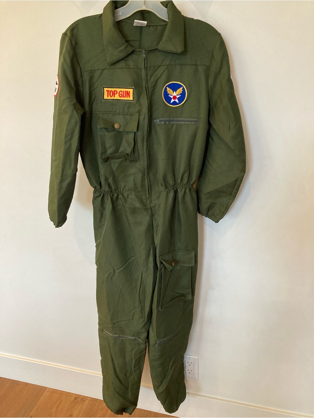 Top Gun Kids Olive Green Pilot Costume Jacket with Patches